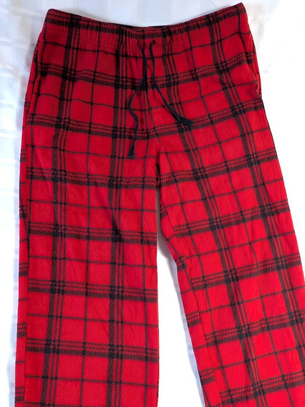 LOGAN HILL RED BLACK PLAID PAJAMA PANTS SIZE MEDIUM 34 - 36 POLYESTER ADULT
